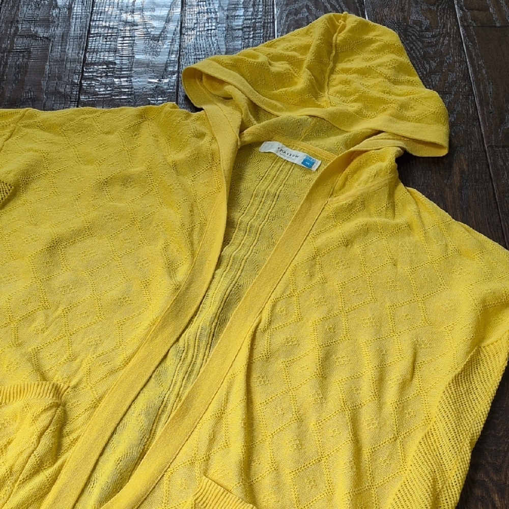 ANTHRO I Yellow Lightweight Knit Hooded Open Cardigan Sweater by Sparrow, M